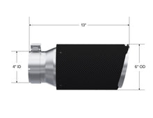 画像をギャラリービューアに読み込む, MBRP Universal Carbon Fiber Tip 6in OD/4in Inlet/12in L - Angle Cut Tip