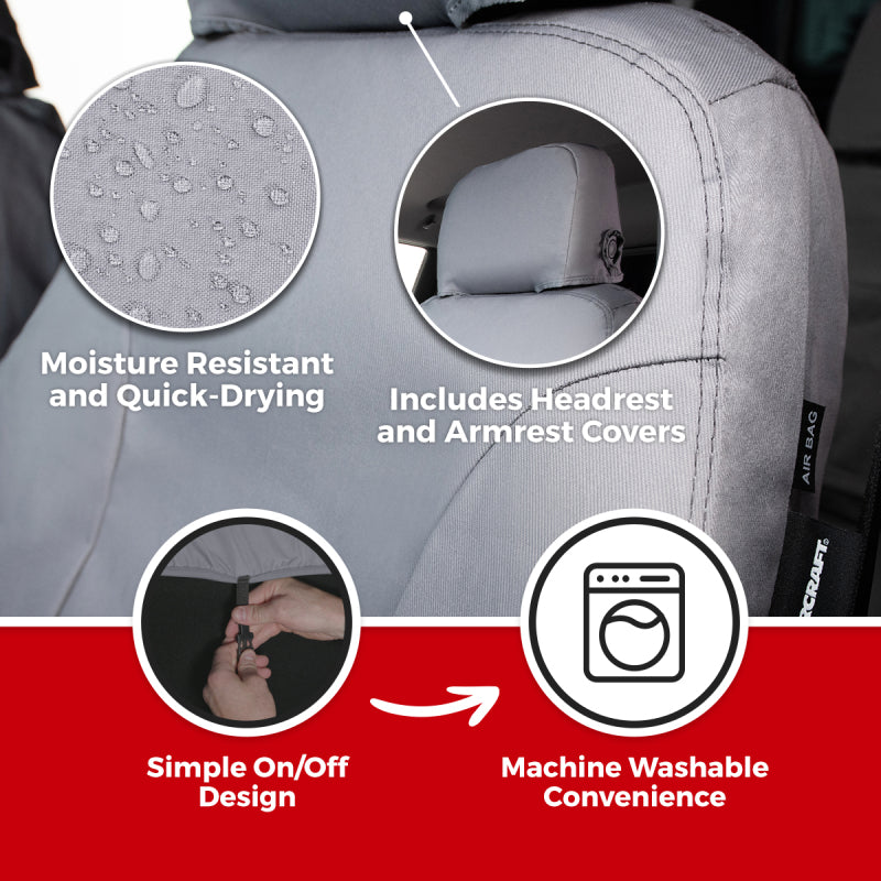 Covercraft 15-26 Ford Transit Polycotton SeatSaver Custom Second Row Seat Covers-Misty Grey