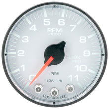 画像をギャラリービューアに読み込む, Autometer Spek-Pro Gauge Tach 2 1/16in 11K Rpm W/ Shift Light &amp; Peak Mem Wht/Blk