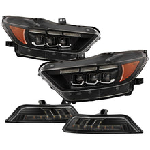 画像をギャラリービューアに読み込む, Spyder 15-17 Ford Mustang LED Headlights - Black (PRO-YD-FM15AP-GRSB-SET-BK)