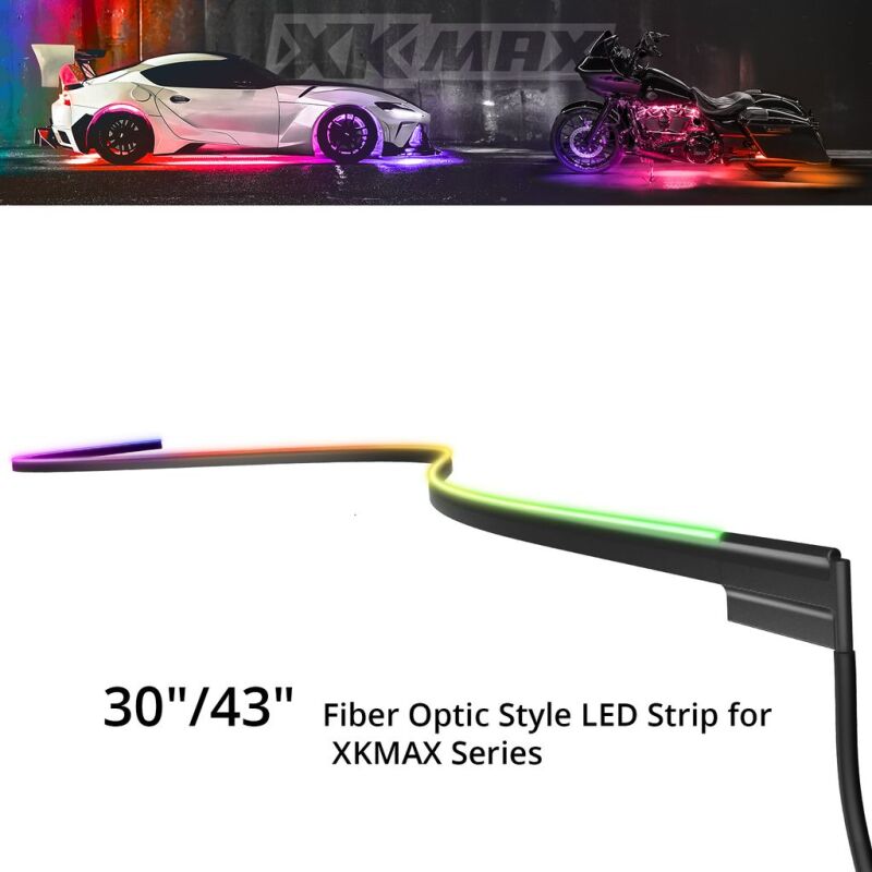 XK Glow XKmax RGB Fiber Optic LED Interior Automotive Ambient Light Kit - 4x43in