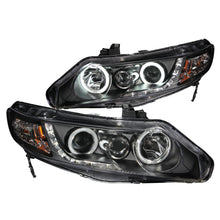 画像をギャラリービューアに読み込む, ANZO 2006-2011 Honda Civic Projector Headlights w/ Halo Black (CCFL)