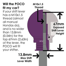 画像をギャラリービューアに読み込む, POCO Low-Profile Shift Knob in Satin Purple Anodized Finish