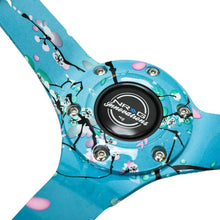 画像をギャラリービューアに読み込む, NRG Reinforced Suede Steering Wheel (350mm / 3in. Deep) Hydro Dipped Blossom Floral w/ Teal Stitch