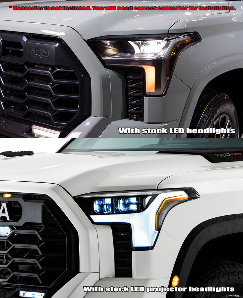 AlphaRex 22-23 Toyota Tundra NOVA-Series Headlights Black w/Amber DRL - Req 810029 OR 810030