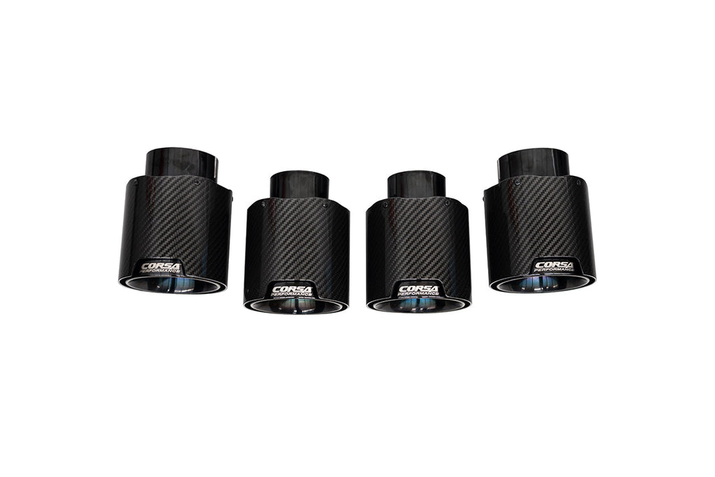 Corsa 20-25 Chevrolet Corvette C8 RWD 4.5in Carbon Fiber Black PVD Tip Kit (For Corsa Exhaust Only)