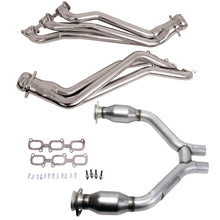 画像をギャラリービューアに読み込む, BBK 15-17 Ford Mustang V6 1-3/4 Long Tube Headers w/High Flow Catted H Pipe (Silver Ceramic)