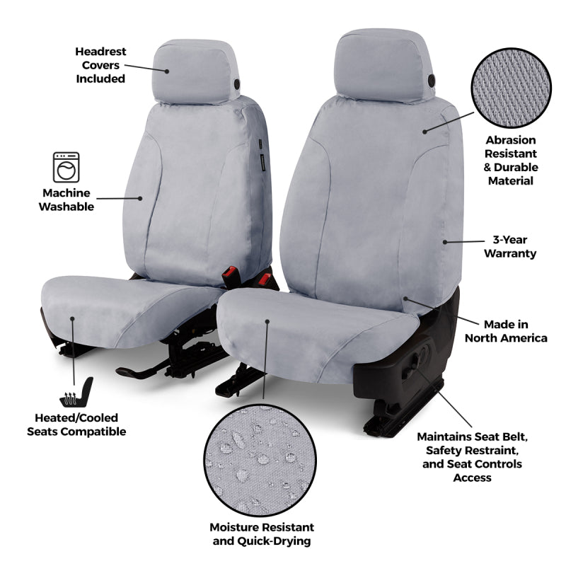 Covercraft 14-22 Dodge Ram ProMaster Polycotton SeatSaver Custom Front Row Seat Covers - Grey