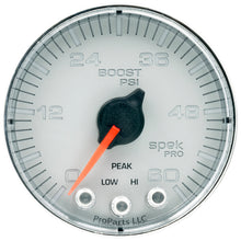 画像をギャラリービューアに読み込む, Autometer Spek-Pro Gauge Boost 2 1/16in 60psi Stepper Motor W/Peak &amp; Warn Slvr/Chrm