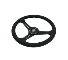 画像をギャラリービューアに読み込む, NRG Reinforced Suede Racing Steering Wheel 350mm / 2.5in Deep / 4mm Matte Black Spoke