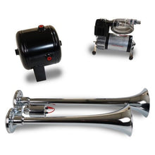 画像をギャラリービューアに読み込む, Kleinn Dual Chrome Horn Kit w/ 120 PSI Air Compressor / 0.5 gal Air Tank