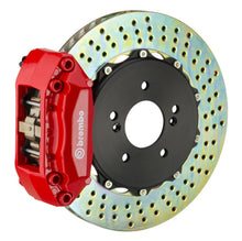 画像をギャラリービューアに読み込む, Brembo 03-08 Tiburon Front GT BBK 4 Piston Cast 2pc 328x28 2pc Rotor Drilled-Red