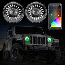 画像をギャラリービューアに読み込む, XK Glow 2pc 7in App Control RGB Wrangler JL Headlight Kit w/ Mounting Brackets
