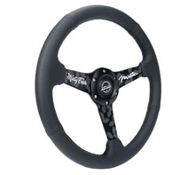 画像をギャラリービューアに読み込む, NRG Reinforced Black Perforated Leather Steering Wheel 350mm / 1.5in Deep w/ Goal Digger Blk Stitch