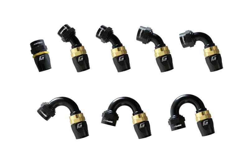 GReddy AN06 45 DEGREE HOSE END SWIVEL BLACK/GOLD ANODIZED