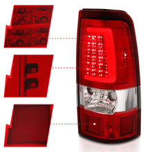 画像をギャラリービューアに読み込む, ANZO 2003-2006 Chevy Silverado 1500 LED Taillights Plank Style Chrome With Red/Clear Lens