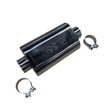 画像をギャラリービューアに読み込む, Kooks 3in Oval Clamp In Center/Center Muffler 12in Long Body Polished Stainless Steel