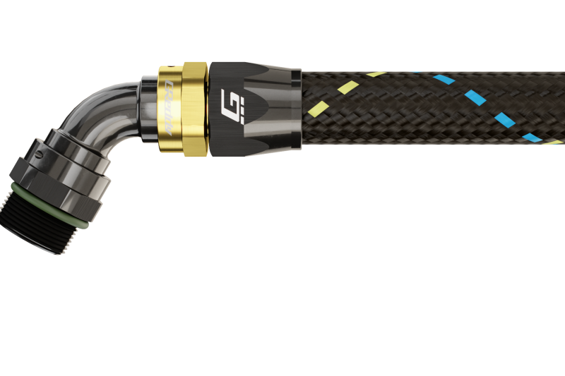 GReddy AN08 60 DEGREE ORB MALE BLACK/GOLD ANODIZED