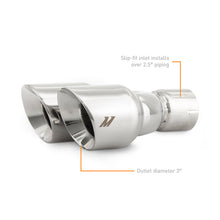 画像をギャラリービューアに読み込む, Mishimoto Dual Offset Tips 2.5in Inlet 3in Outlet Slash Cut - Polished