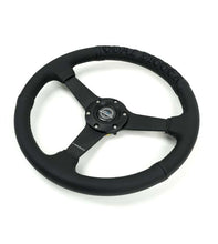 画像をギャラリービューアに読み込む, NRG Reinforced Black Perforated Leather Steering Wheel 350mm / 1.5in Deep w/ Goal Digger Blk Stitch