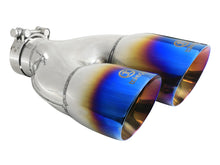 画像をギャラリービューアに読み込む, aFe Takeda 2.5in 304 Stainless Steel Clamp-on Exhaust Tip Driver Side 2.5in Inlet 4inDual-Blue Flame