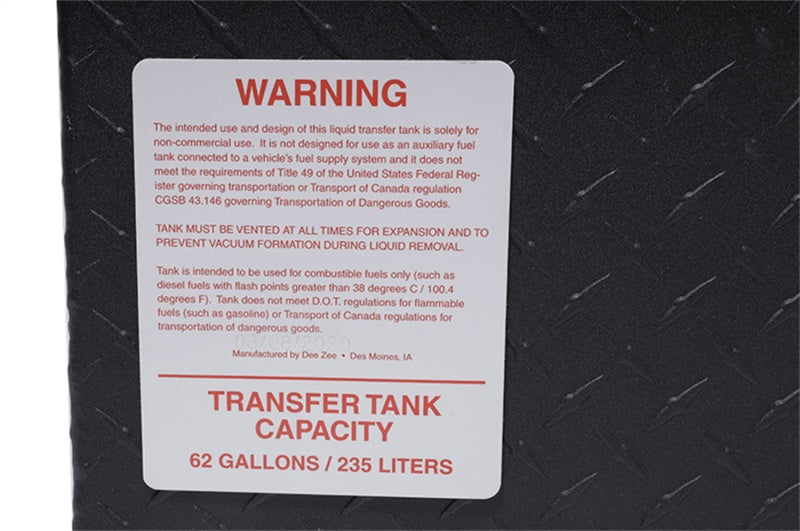 Dee Zee Universal Tanks - Combo Black-Tread Aluminum (62 Gal)