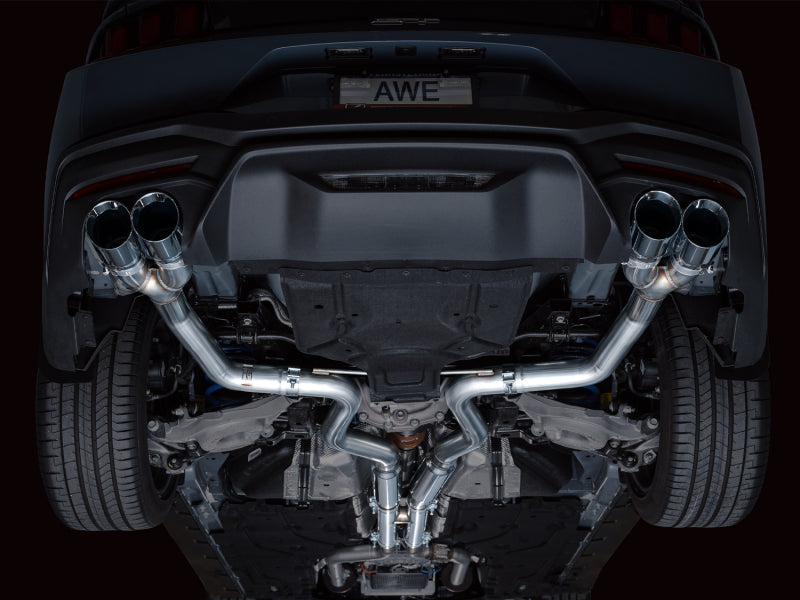 AWE 2024 Ford Mustang GT Fastback S650 RWD Track Edition Cat-Back Exhaust w/ Quad Chrome Silver Tips