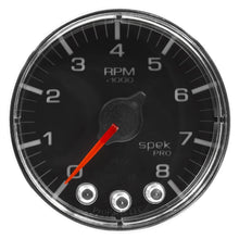 画像をギャラリービューアに読み込む, Autometer Spek-Pro Gauge Tach 2 1/16in 8K Rpm W/ Shift Light &amp; Peak Mem Blk/Chrm
