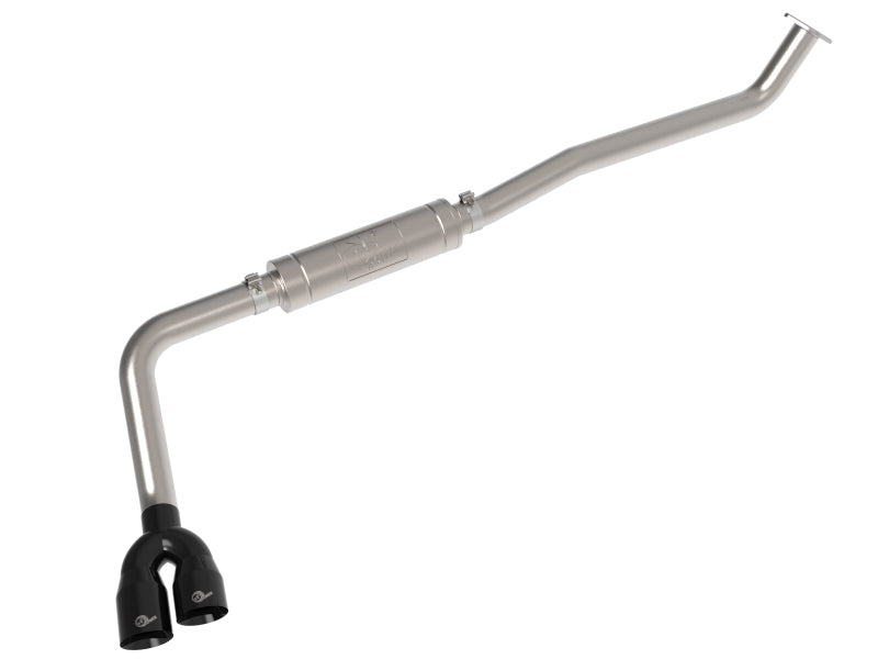 aFe Rebel Series 3in 304 Stainless Middle-Side Exit Exhaust Black Tips Toyota Hilux 15-26 L4-2.4/2.8