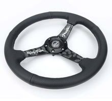 画像をギャラリービューアに読み込む, NRG Reinforced Black Perforated Leather Steering Wheel 350mm / 1.5in Deep w/ Goal Digger Blk Stitch