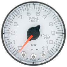 画像をギャラリービューアに読み込む, Autometer Spek-Pro Gauge Tach 2 1/16in 11K Rpm W/ Shift Light &amp; Peak Mem Wht/Blk