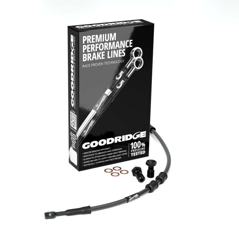 Goodridge 06-08 HD FXDWG +8in Black Brake Line Kit w/Black Fittings
