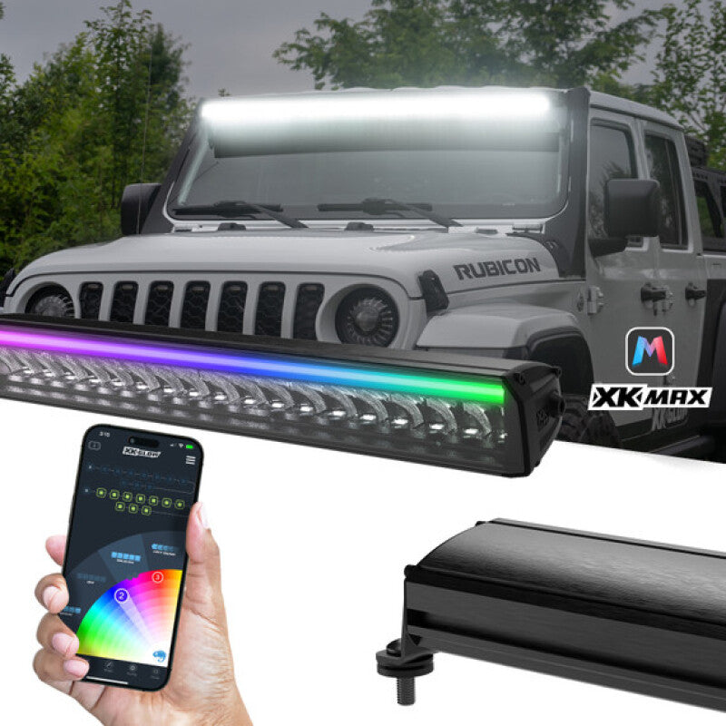 XK Glow XKmax 10in Offroad Light Bar w/ RGBW Chasing DRL & App Control