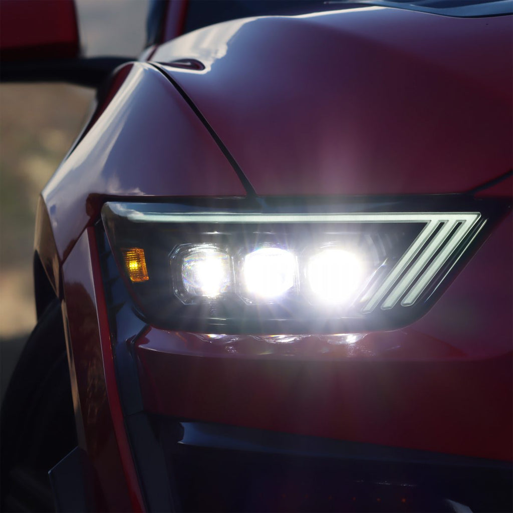AlphaRex 15-17 Ford Mustang NOVA LED Proj HL Alpha-Black w/Activ Light/Seq. Signal + Switchback DRL