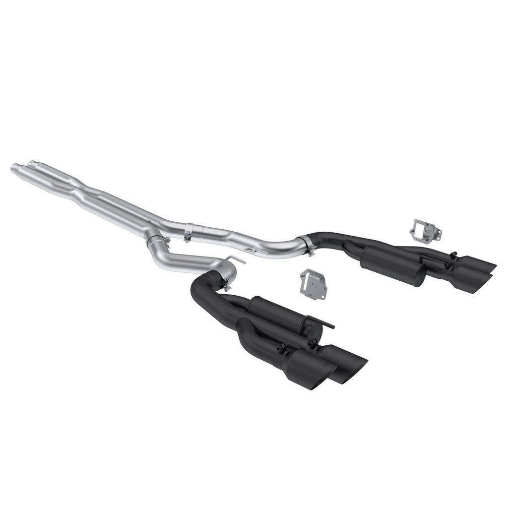 MBRP 2024+ Ford Mustang 5.0L Blk Alum. SS 3in Cat-Back Exhaust w/ Quad Blk Tips (Valve Delete)