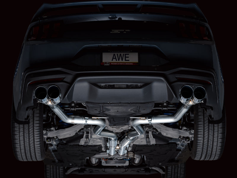 AWE 2024 Ford Mustang GT Fastback S650 RWD Track Edition Cat-Back Exhaust w/ Quad Chrome Silver Tips