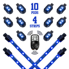 画像をギャラリービューアに読み込む, XK Glow Strips Single Color XKGLOW LED Accent Light Motorcycle Kit Blue - 10xPod + 4x8In