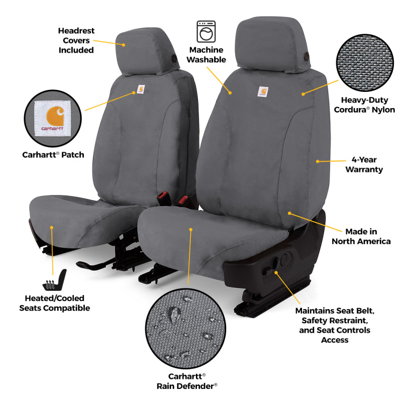 Covercraft 19-25 Chevrolet Silverado Carhartt Super Dux SeatSaver Front Row Custom Seat Cvr- Gravel