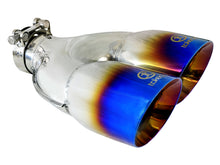 画像をギャラリービューアに読み込む, aFe Takeda 2.5in 304 Stainless Steel Clamp-on Exhaust Tip Passenger Side 2.5in Inlet 4inDual - Blue