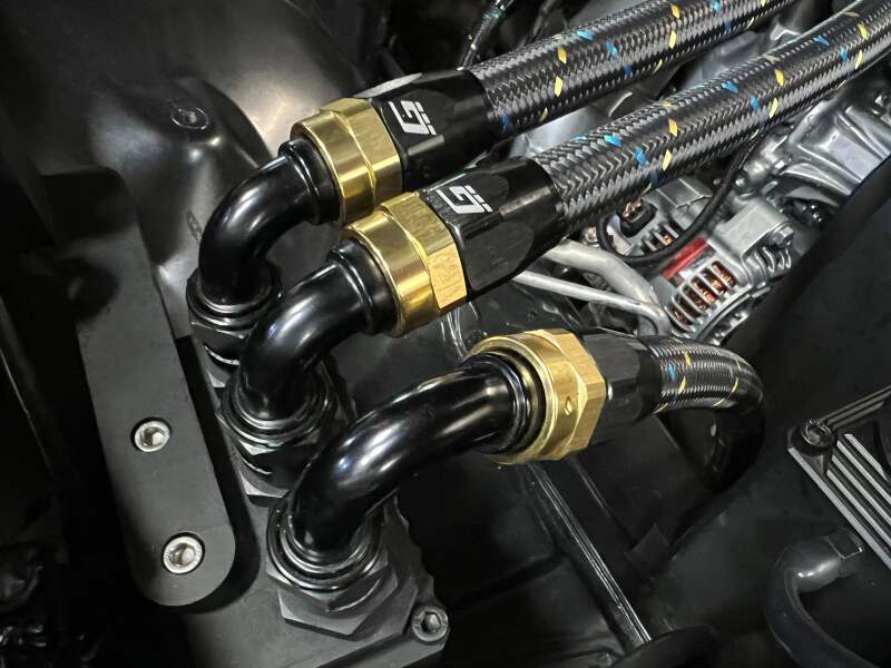 GReddy AN16 90 Degree Swivel Hose End - Black/Gold Anodized
