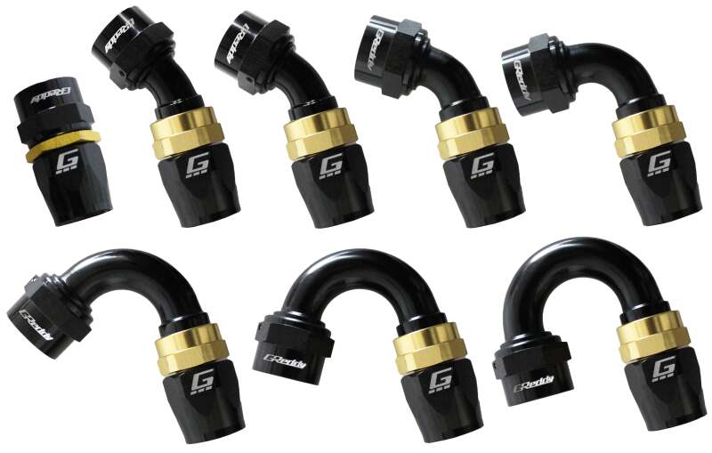 GReddy AN16 STRAIGHT HOSE END BLACK/GOLD ANODIZED