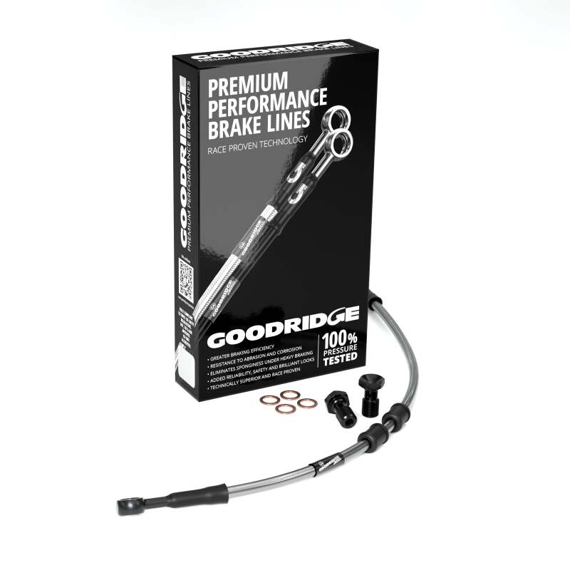 Goodridge 99-09 HD FXSTB +2in Clear Brake Line Kit w/Black Fittings