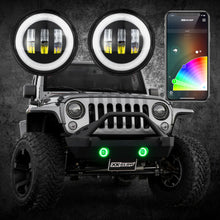 画像をギャラリービューアに読み込む, XK Glow 4In Black RGB LED Jeep Wrangler Fog Light XKchrome Bluetooth App Controlled Kit