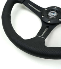 画像をギャラリービューアに読み込む, NRG Reinforced Perforated Leather Racing Steering Wheel 350mm / 2.5in Deep / 4mm Matte Black Spoke
