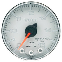 画像をギャラリービューアに読み込む, Autometer Spek-Pro Gauge Voltmeter 2 1/16in 16V Stepper Motor W/Peak &amp; Warn Slvr/Chrm