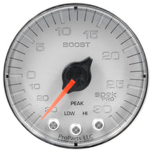 画像をギャラリービューアに読み込む, Autometer Spek-Pro Gauge Vac/Boost 2 1/16in 30Inhg-30psi Stepper Motor W/Peak &amp; WarnSilver/Chrome