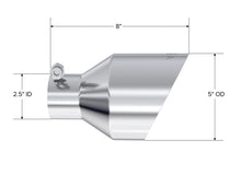 画像をギャラリービューアに読み込む, MBRP T304 SS Tip 2.5in ID, 5in OD Out, 8in Length, Angle Cut, Dual Wall