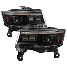 画像をギャラリービューアに読み込む, Spyder 14-21 Jeep Grand Cherokee Proj Headlights - Halogen Model Only - PRO-YD-JGC14HALSI-SBGR-BK