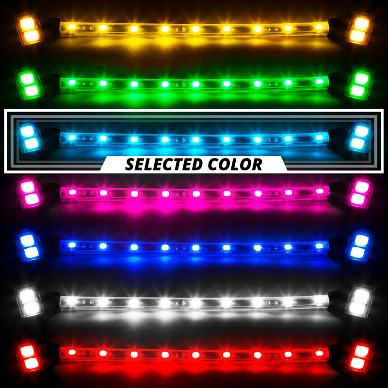 XK Glow Strips Single Color XKGLOW LED Accent Light Motorcycle Kit Light Blue - 8xPod + 2x8In