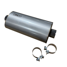 画像をギャラリービューアに読み込む, Kooks 3in Oval Clamp In Center/Center Muffler 18in Long Body Polished Stainless Steel